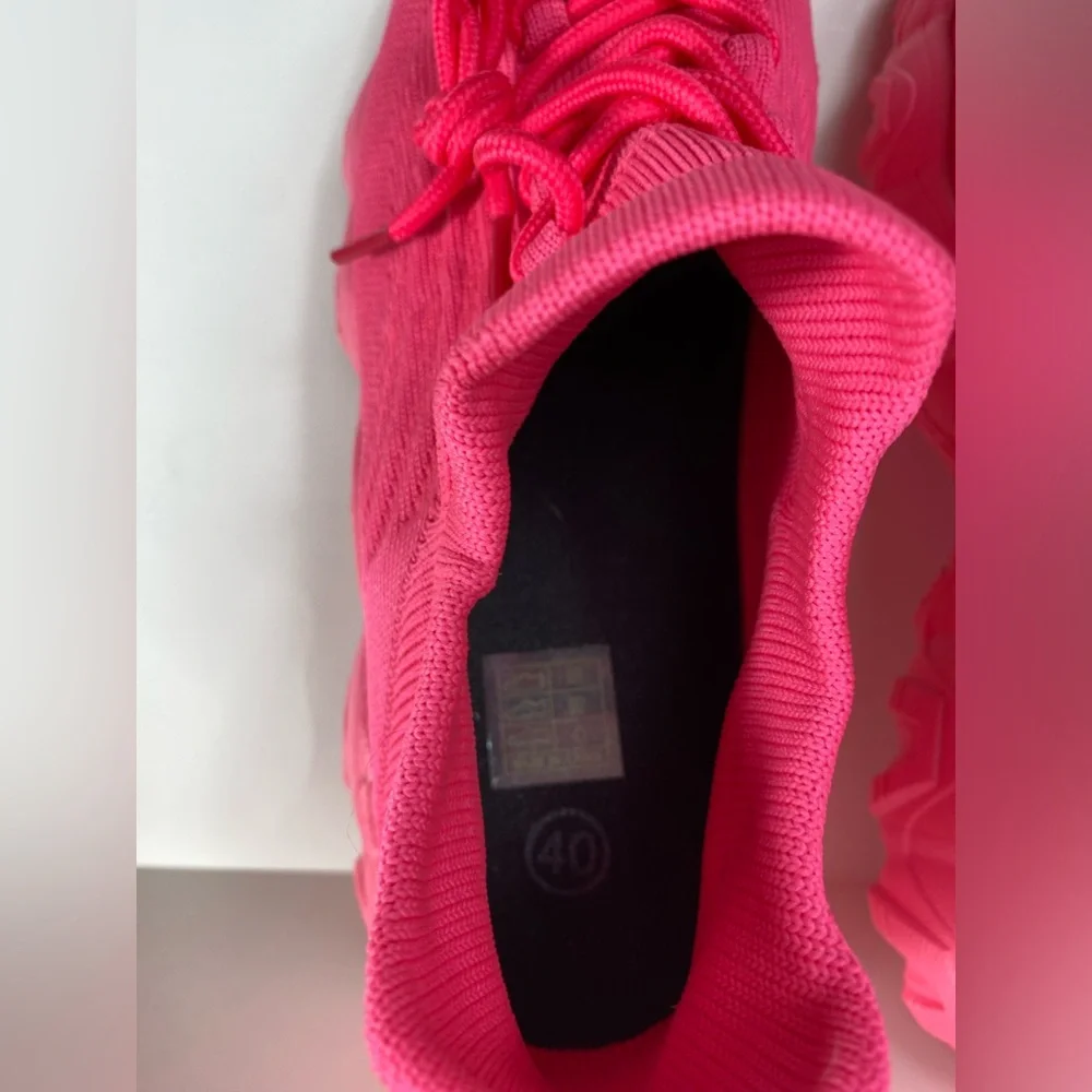 Women’s Pink Fashionable Lace Up Platform Sneakers size 10 - Picture 7 of 10